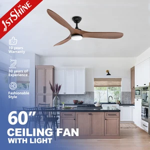 1stshine LED Ceiling Fan Dimmable LED 3 Wooden Ceiling Fan with Light and Remote APP Control