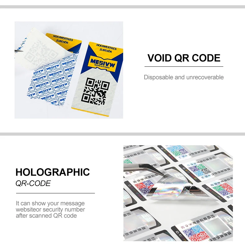 Custom Printing Waterproof Qr Code Security Sticker Paper Scratch