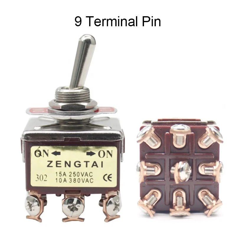 ZengTai 302 on on 2 Position 9 Pin  Brass Mini Locking  Toggle Switch for Car