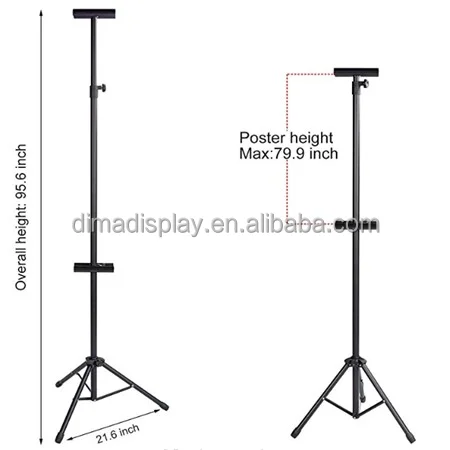 YWSHF Poster Board Stand, Double-Sided Easel Stand Floor Sign Holder Tripod  with Base Adjustable Height Up to 74 for Indoor Outdoor Board & Foam Sign