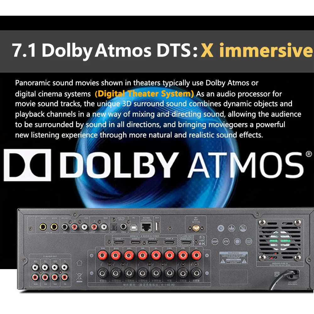 7.1 Home Theater Systems Power Amplifier 3D/8K DTS Digital  HD KTV  Karaoke Audio Av Receiver Sound  Amplifier