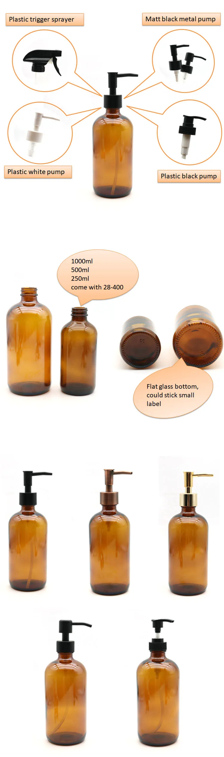 Black Gold Lids Body Lotion Pump Bottle Shower Gel Shampoo Body Wash