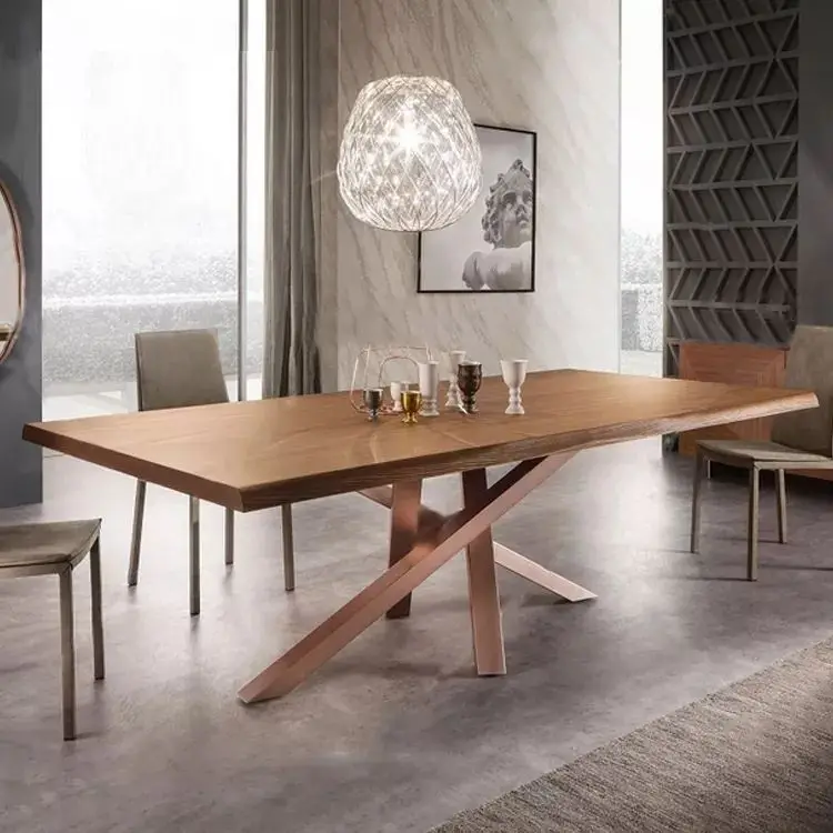 Rectangular Dining Table Set Wooden With Pine Wood Carbon Steel Base Sand Black Match Home Furniture Hotel Restaurant