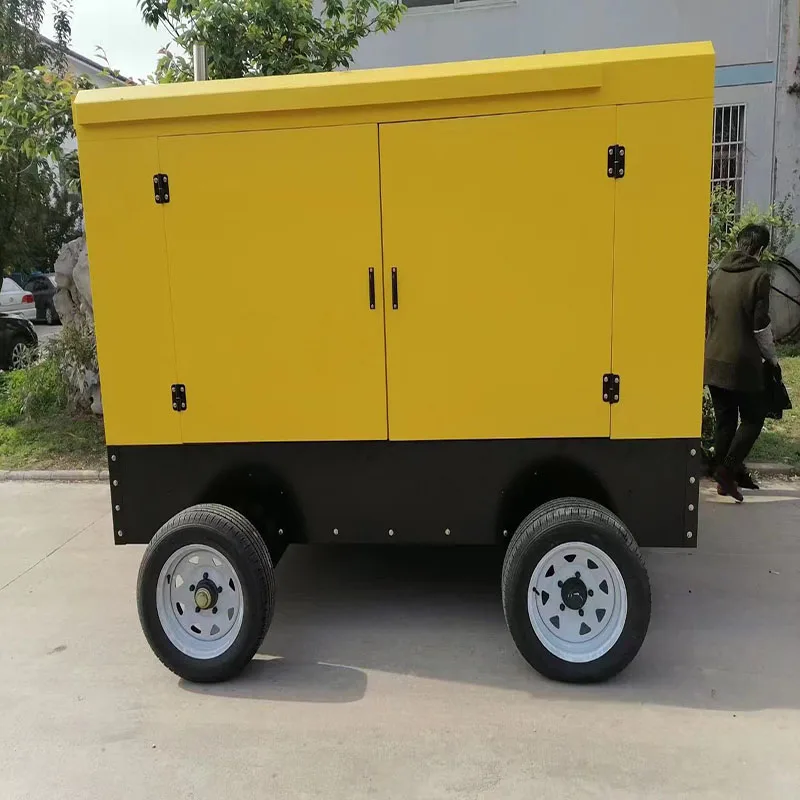 Compressor Machine With Wheels 3.7kw 5.5kw 7.5kw Portable Mini Single Phase Screw Air Compressor