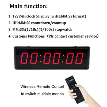ZX 2.3 Inch 6 Digit LED School Clock - Gym Timer Remote Control