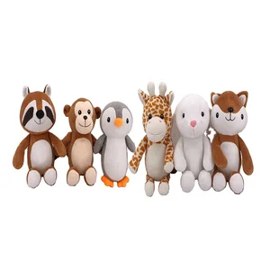 Wholesale Factory Custom Jungle Tiger Forest Animal Toys Soft Stuffed Fox Raccoon Giraffe Elephant Plush Toy