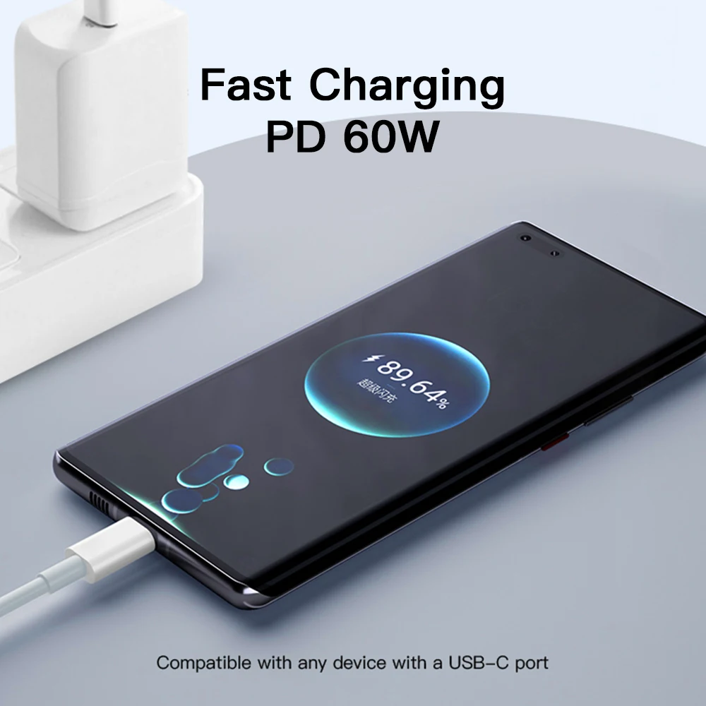 TPE 2 м PD 60 Вт 480 Мбит/С переносной Android мобильный телефон ноутбук быстрое зарядное устройство USB кабель Type-C к C для быстрой зарядки передачи