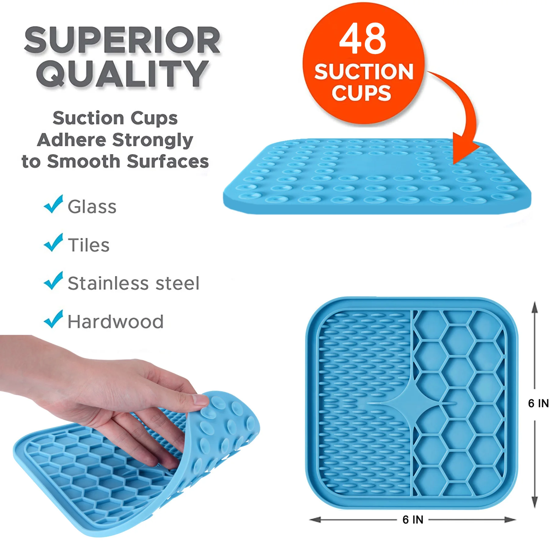 Hot Sale Blue Pawprint Silicone Slow Food Mats Pet Dog Lick Bath Mat with Peanut Butter Pet Bowls & Feeders for Cats supplier