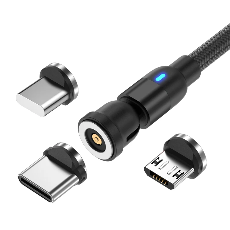 Unpluggable Charger 540 Degree Rotation Magnetic USB Cable