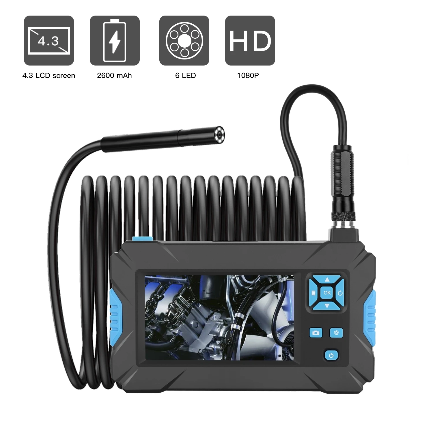 Endoscope Industriel - 1080P HD - Étanche - 4.3 Pouces