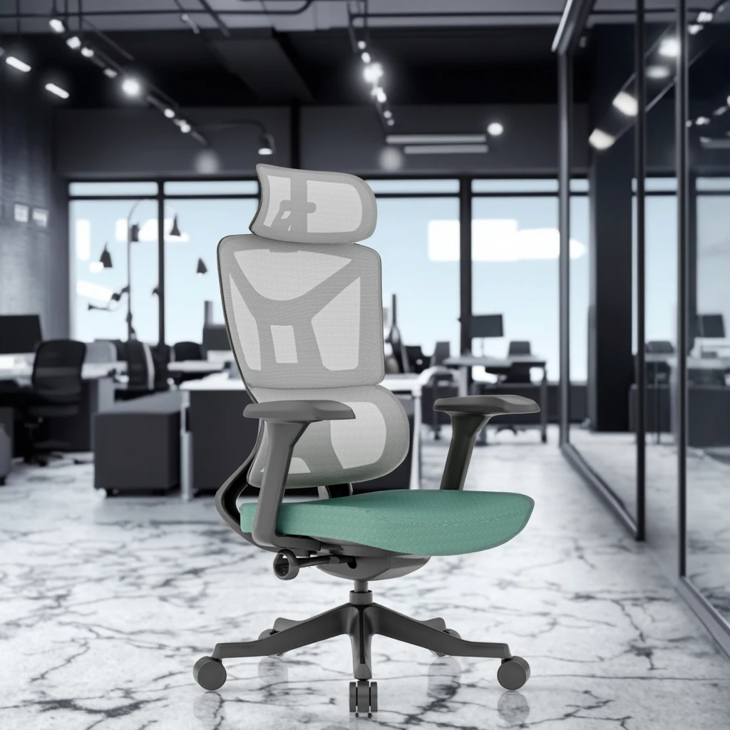 PP Frame Dual Back Support Ergonomic Chair Height Adjustable Headrest Wide Fixed Armrest Durable Construction 2