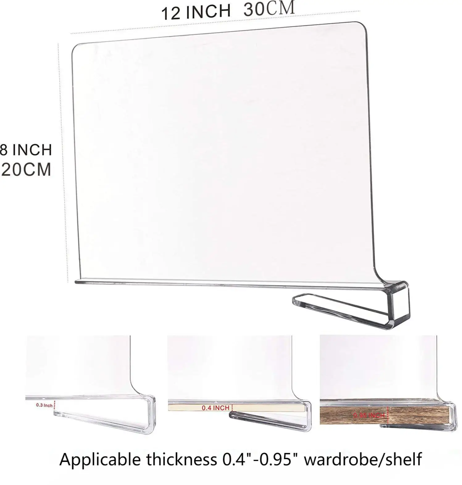 ADERTOS 5 Piezas Organizador Estantes Separadores De Armario ADERTOS - 5 Divisores Acrílicos Ajustables Para Estantes Y Librerías Separador De Ambientes