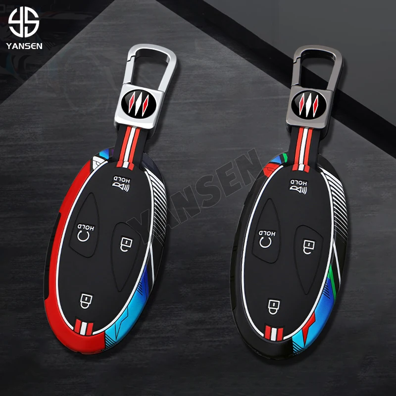5 7 Buttons Metal Car Key Fob Case Cover for Hyundai Grandeur GN7 Kona Ev 6 Elantra 2023 2024 2025 Keychain Accessories