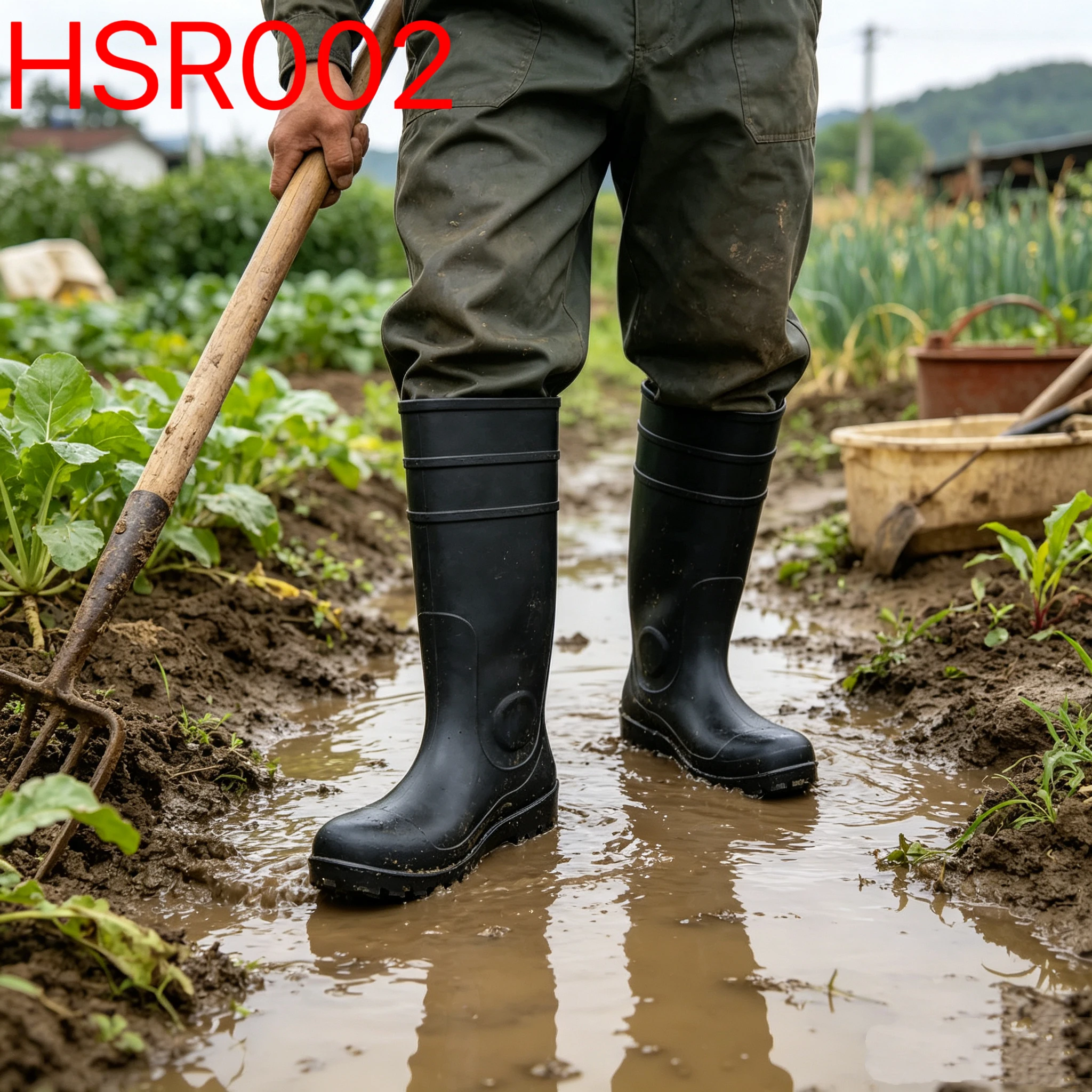 YYR,Landscaping Work Integral Molding PVC Material Rain Boots Muddy Roads Waterproof Anti-shock Safety Gumboots in NigeriaHSR002