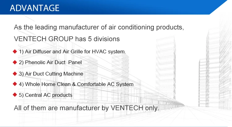 VENTECH Phenolic Foam Air Duct Aluminium F flange for building HVAC system