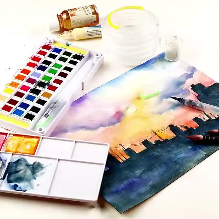Superior 24/36/48 Solid Watercolor Paints Pigment With Water Brush Gift Pen For Painting Transparent Acuarela Art Supplies - Buy Superior,Watercolor, Painting Product On Alibaba.com