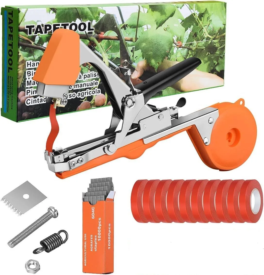 Plant Tying Machine Kit - With 10,000 Staples & 21 Rolls Tape - Orange - View #4