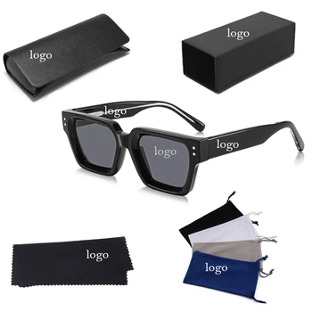 Fashion luxury acetate sunglasses men TR90 square frame polarized custom logo trendy sunglasses 2024