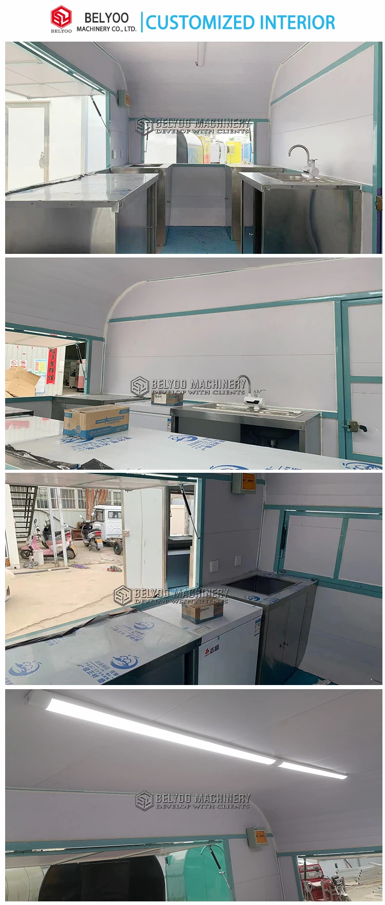 Belyoo New Design Concession Trailer Street Food Kiosk Cart Ice Cream