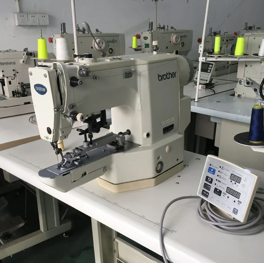 Used Brother 438F  Direct Drive Computer Flat Sewing Lockstitch Button Attaching Machine