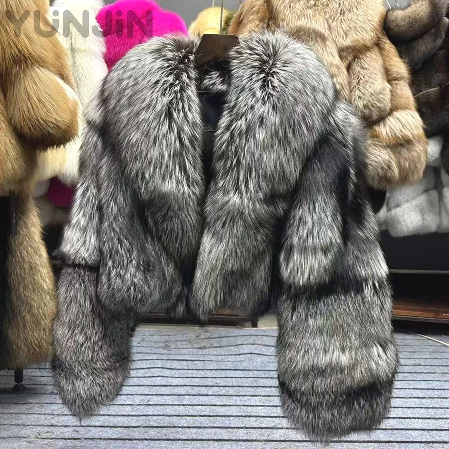 New Luxury Women's Natural Color Fox Fur Coat