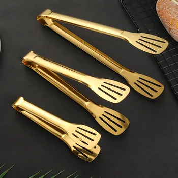 OEM  Triple Stainless Steel Food Clip Bread Steak and Cake Tongs for Outdoor BBQ Buffet Hotel Use