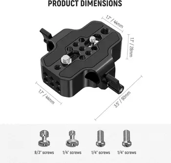 NEEWER Camera Base Plate With Dual Rod Rail Clamp, 15mm LWS Baseplate for Camera Cage Tripod Shoulder Rig With 1/4" & 3/8" product image