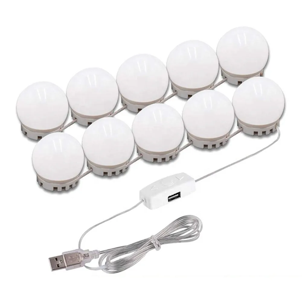 10 Ampoules LED Pour Miroir Hollywood - 3W Blanc Chaud - Luminosité Réglable (Neuf)