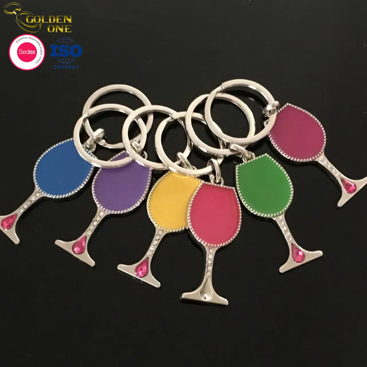 Popular Selling  Design Your Own Key Chain Shaped Keyring Lovely Fake Diamond Shiny Nickel Crown Custom Keychain Manufacturer
