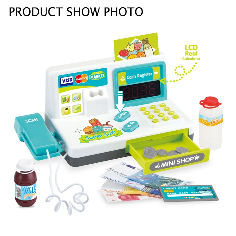 Ролевая игра, счастливый кассир, детская игра для покупок, игрушка со звуком света для кассового аппарата