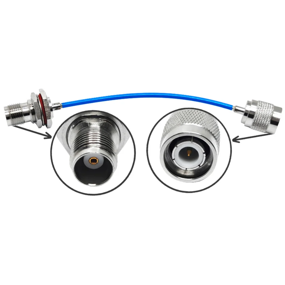 Werkslieferung: TNC-Stecker (weiblich), Durchführungsstecker, auf TNC-Stecker (männlich), Koaxialverbinder mit RG402-, RG141-, RG405- oder 086-Kabel; kundenspezifische Kabellänge; OEM-Kabelbaugruppe