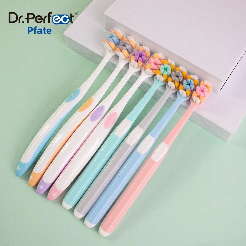 Wholesale New Design Adult Soft Bristle Toothbrush with Dental Floss Keychain and Thin Handle for Daily Use Oral Care