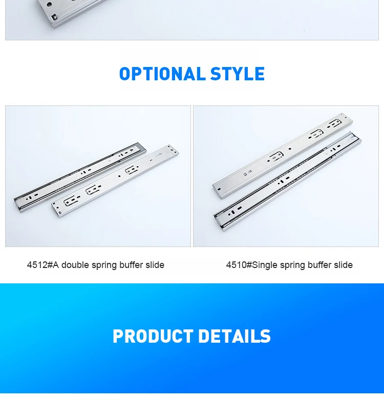 Stainless Steel 45mm Heavy Duty Soft Close Drawer Slides Kitchen