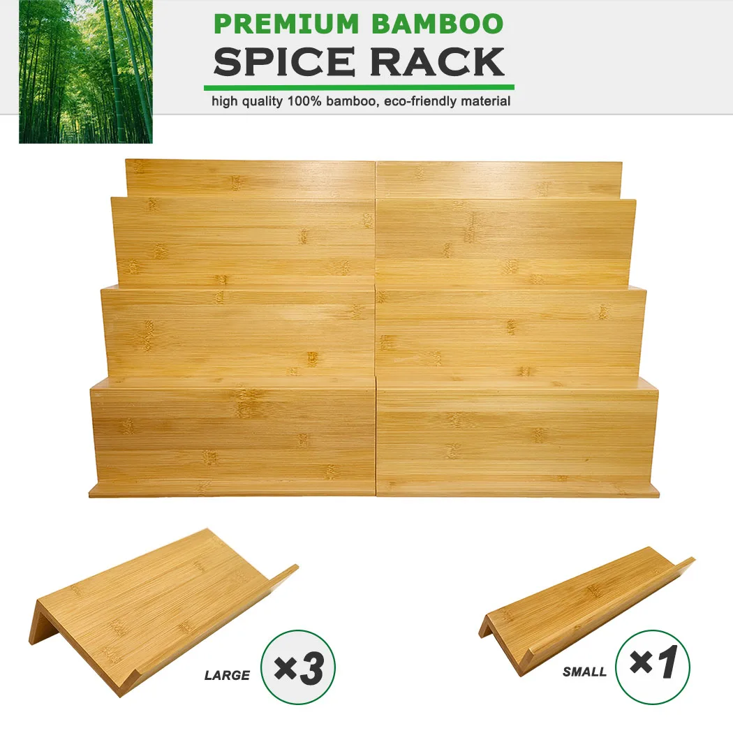 Bamboo Wooden Expandable Spice Drawer Organizer For 24 Or 48 Or 64