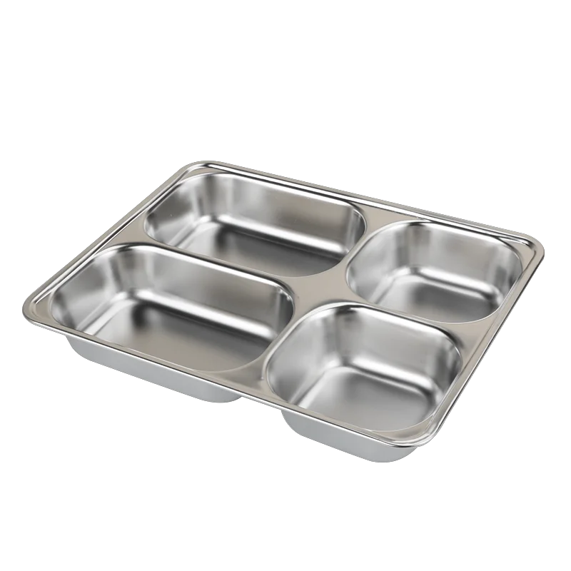 Stainless Steel 5 Compartment Dinner Plate Divided Metal Plate Food ...