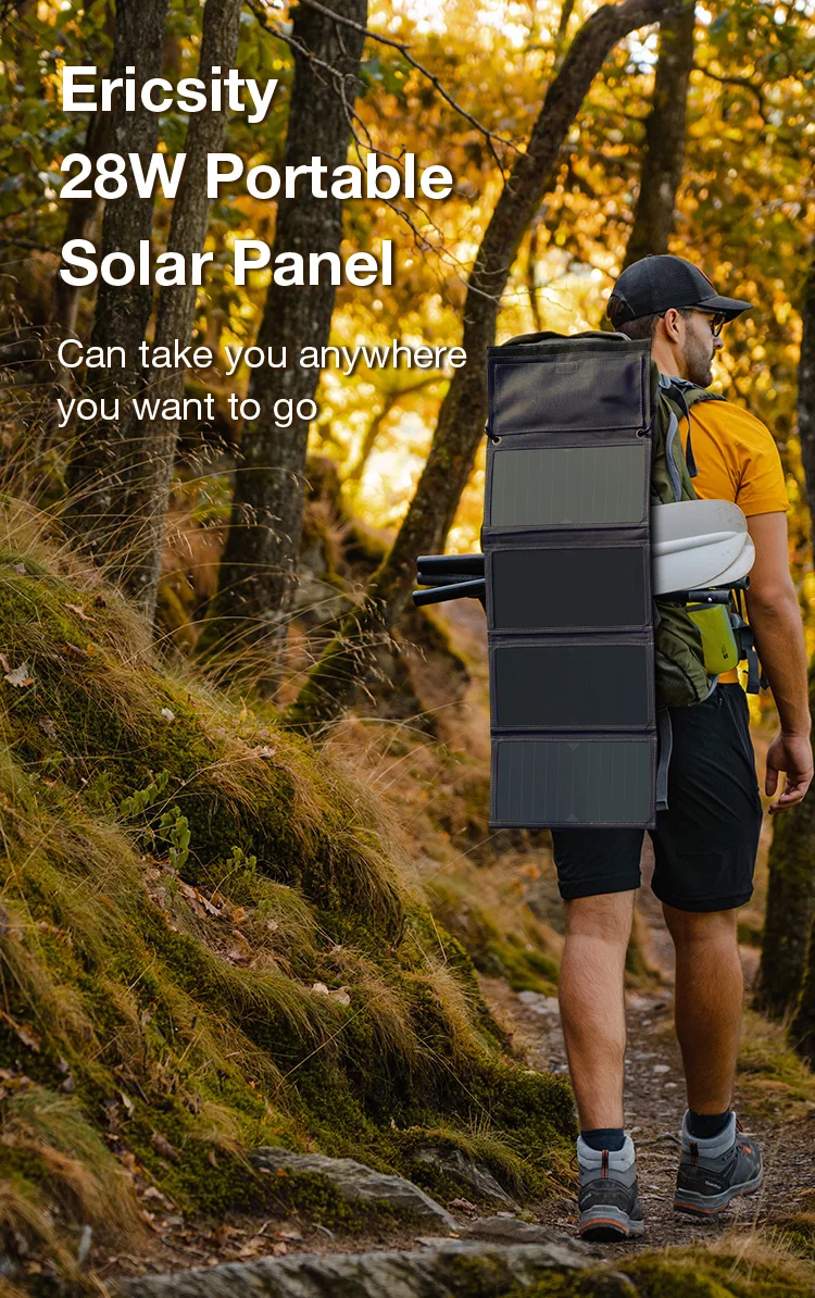 Ericsity 28w Portable Solar Panel For Power Station For Camping Hiking