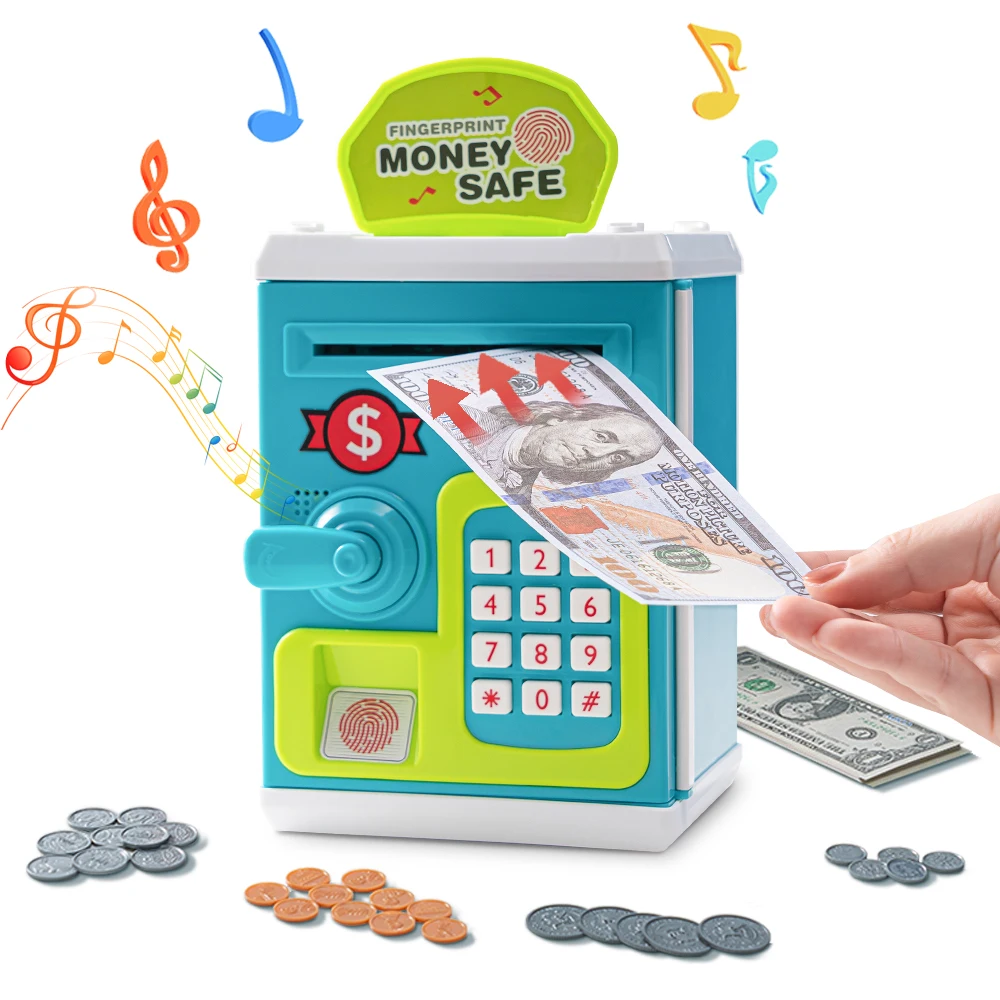 Kid Electronic Money Bank, Save Cash Electric Saving Box Money with  Password, Coin Bank Atm Machine for Kids Pretend Play Toys