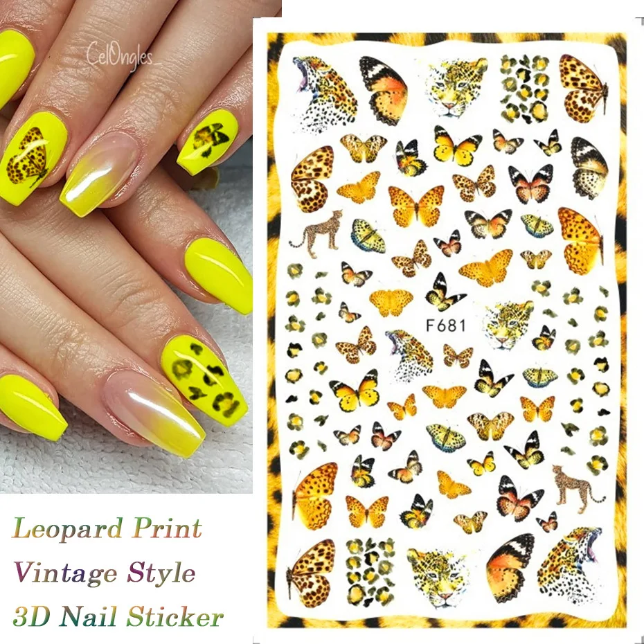 Винтажные наклейки для украшения ногтей бабочки, наклейки для дизайна ногтей