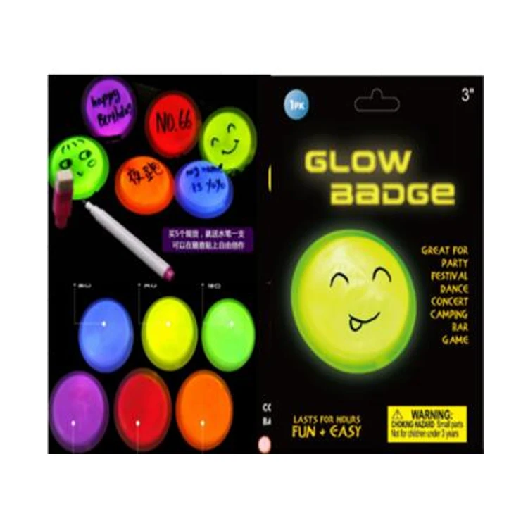 Colorful Glow in the Dark Party Sticks Personalised Wedding Halloween Easter or Christmas Badges Kids Toy