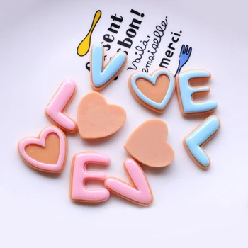 newly L O V E love letter shape flat cookies shape resin cabochons for diy