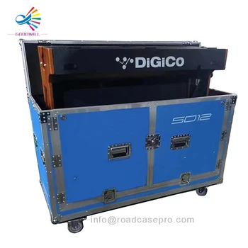 Hydraulic Flight case for Digico SD12 digital mixer flip flight case with laptop holder and 1U space