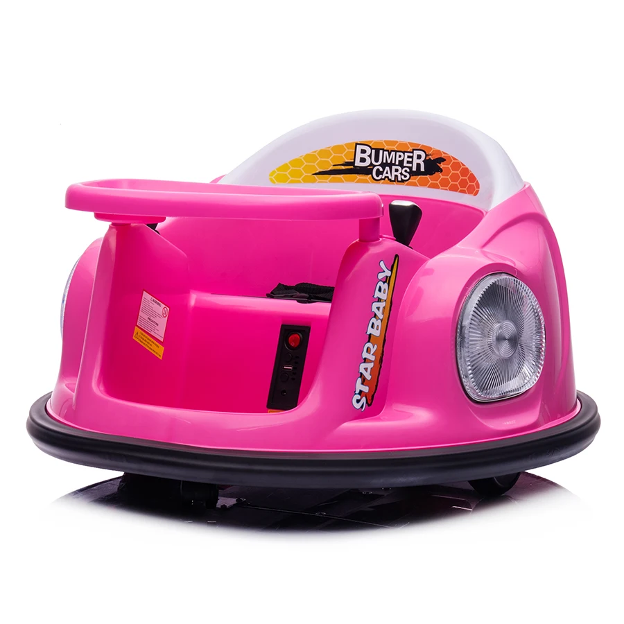 Child Electric Bumper Car with Lights 6V4AH Battery 2 Motors Remote Control Ride-on Toy Ages 2-7 Unisex Plastic 66.5cm
