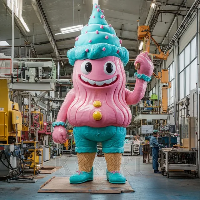Creative Summer Large Ice Cream Cone Sculpture, Shopping Mall Play Area Cartoon Decorative Items