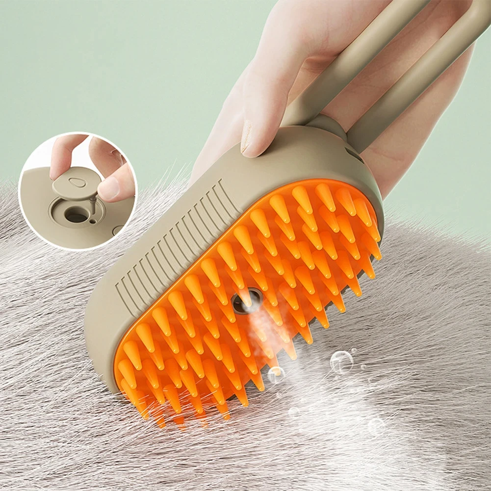 Rechargeable Cat Steamy Brush With Leave-in Serum Self Cleaning Steam ...