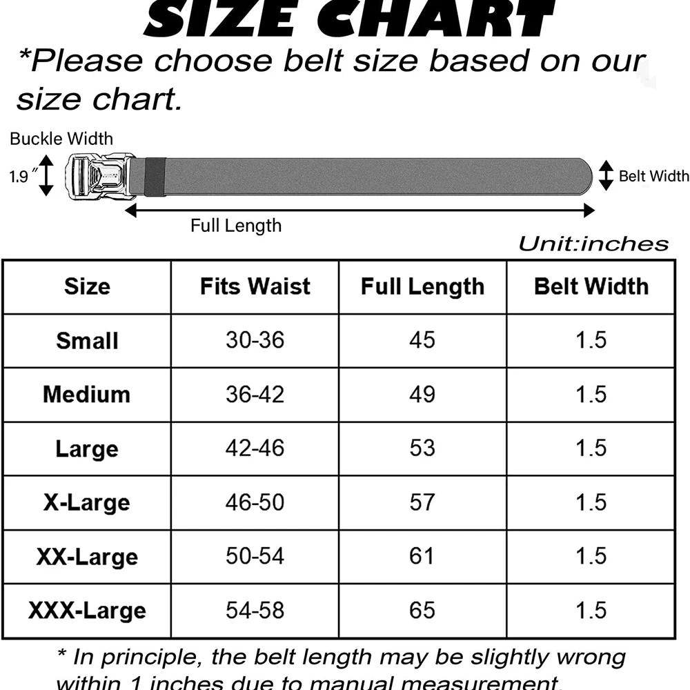 Durable Waterproof Men Nylon Web Work Belt with Quick Release Heavy Duty Buckle Wear-resistant Tactical Belt