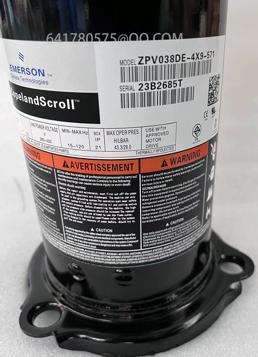 ZPV038DE-4X9-571 & ZPV038SE-4X9-524 - 5HP VFD Compressors