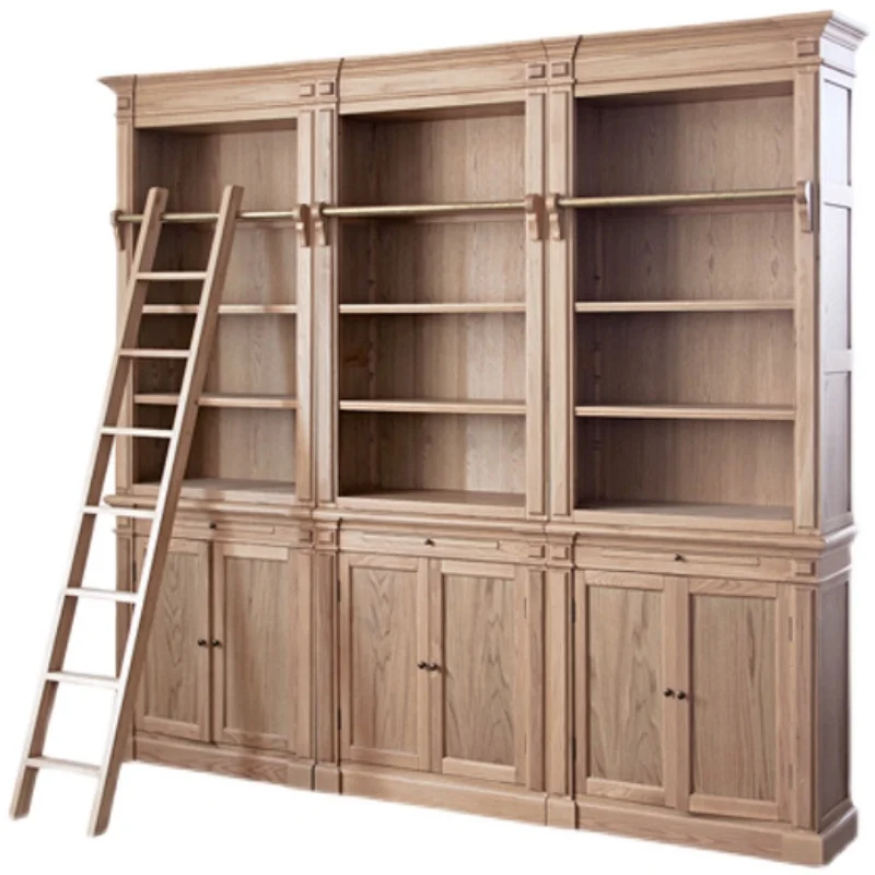 French Vintage Living Room Shelves Wooden Wood Ladder Library Bookcases