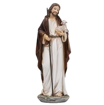 Wholesale Religious Item Catholic Figurine Good Shepherd Jesus Christ Resin Jesus With Lamb Statue