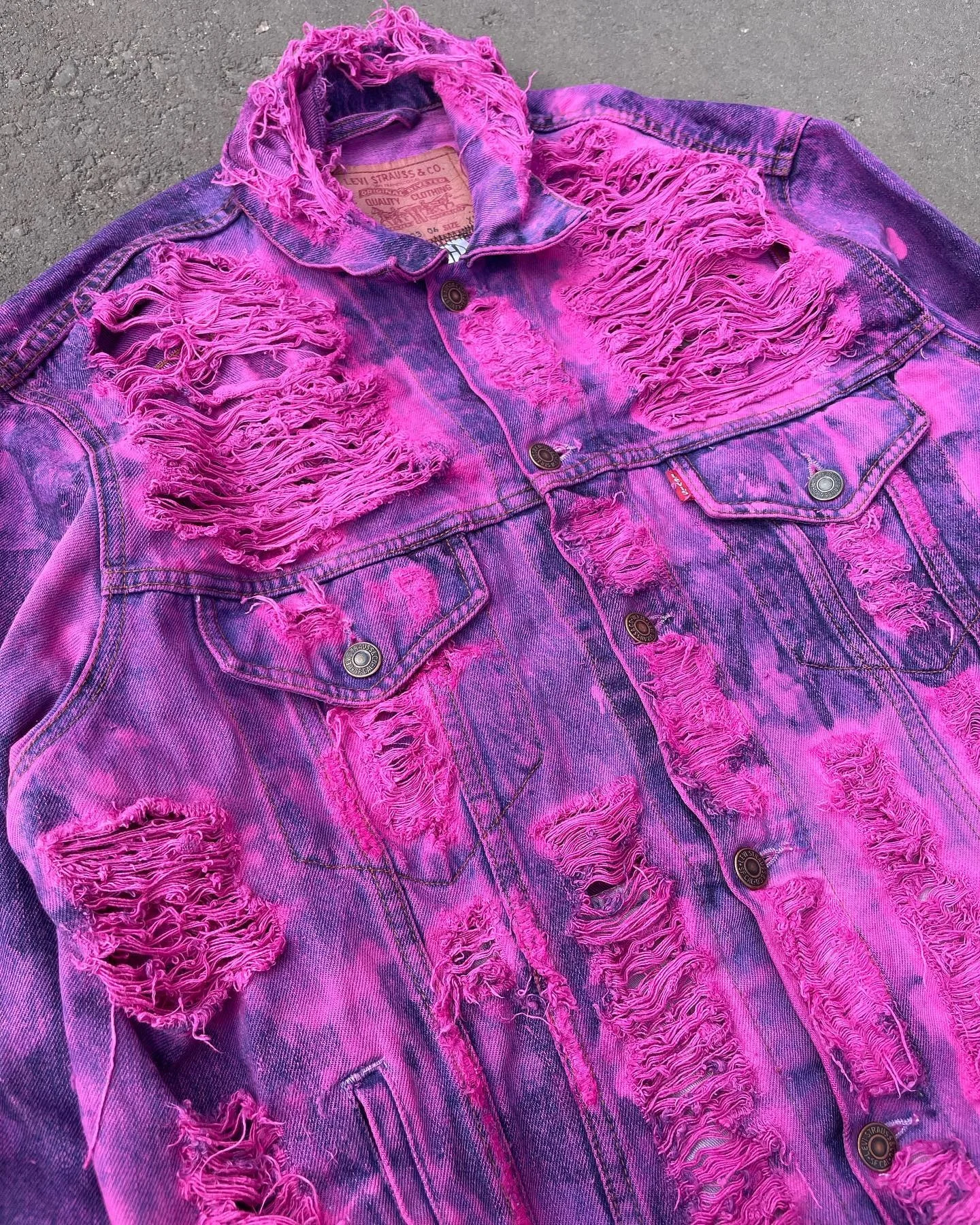 Salati Custom Designer Streetwear Hip Hop Man Zip up Tie Dye Destroyed Wash Oversized Vintage Jeans Denim Jacket Men Jackets gallery 3