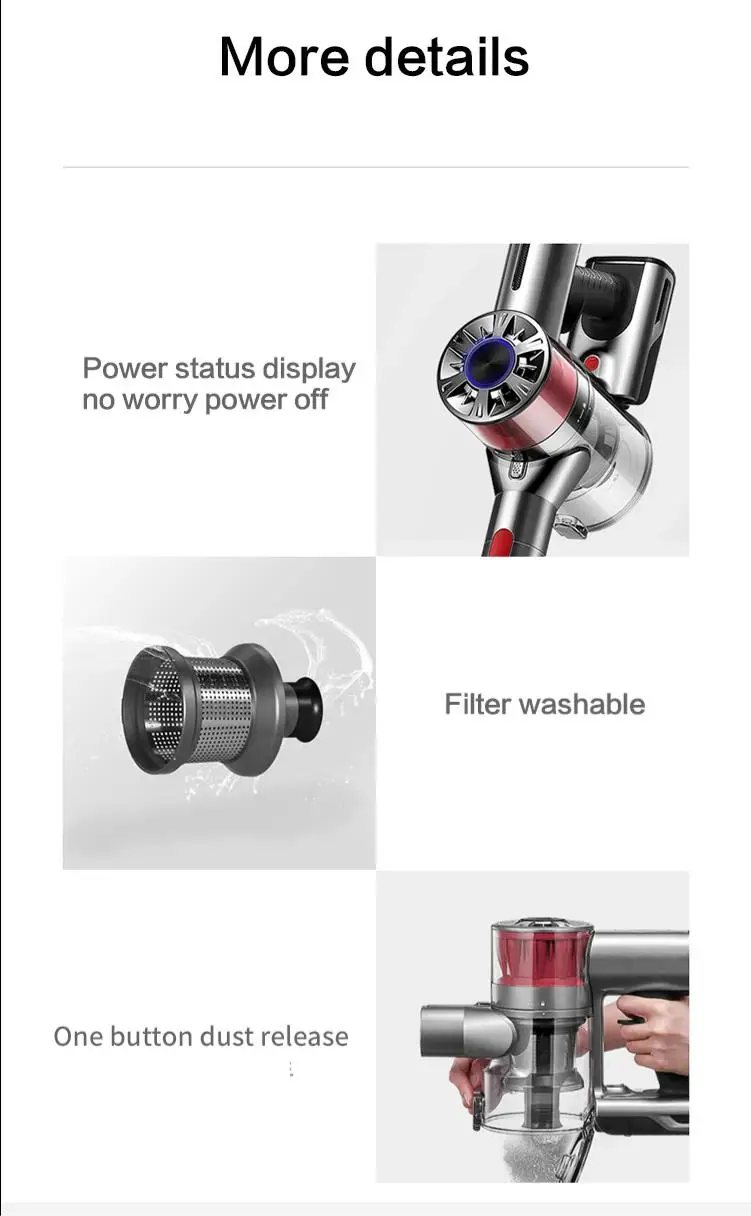 Bagless Brushless Motor Battery/Electric Powered 200W Household & Hotel Use Handheld Automatic Cordless Dry Vacuum Cleaner details